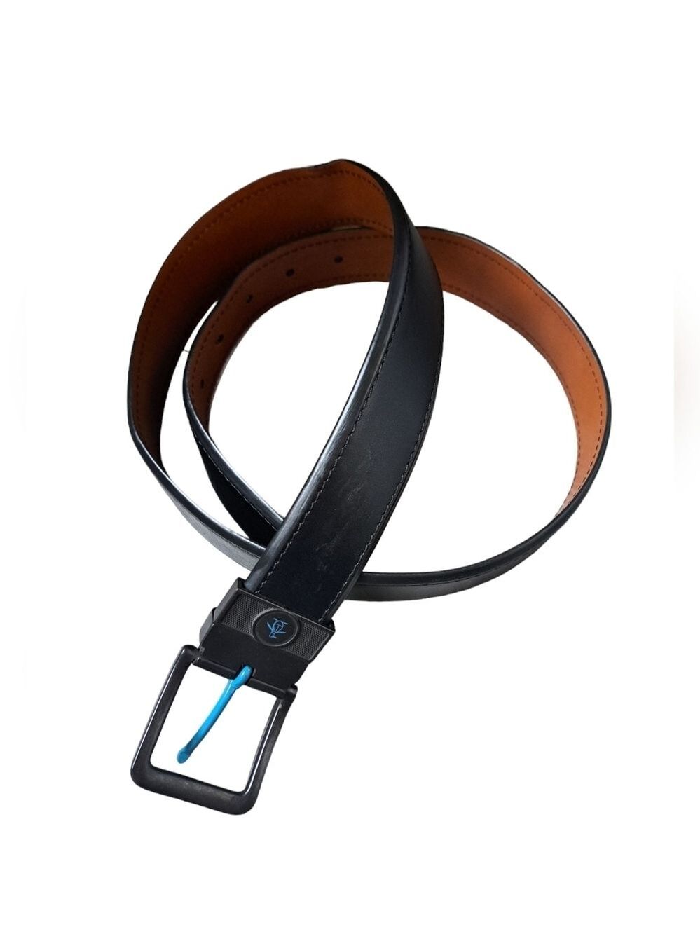 ORIGINAL PENGUIN munsingwear blue prong cowhide leather dress belt reversible 36